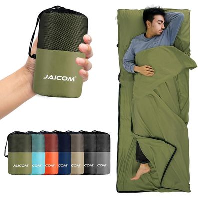 JAICOM Hüttenschlafsack Seide Ultraleicht 2in1 Reise Mikrofaser Olive