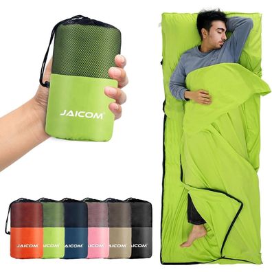 Hüttenschlafsack JAICOM Ultraleichter Seideschlafsack für Reise 2in1 Microfaser