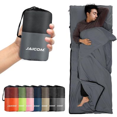 JAICOM Hüttenschlafsack Ultraleichter Seideschlafsack Mikrofaser Grau