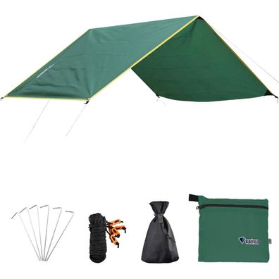 Wasserdichte Zeltplane Tarp Hängematte Camping Picknickdecke Grün 2.4x2.2m