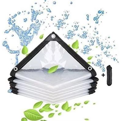 Transparente wasserdichte Plane mit ösen 2x3m für Gartenmöbel