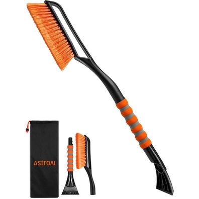 AstroAI Eiskratzer Schneebesen 2-in-1 68CM lang Orange Schaumstoffgriff