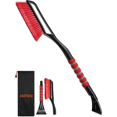 AstroAI 27 Zoll Eiskratzer Auto Schneebesen abnehmbarer Schaumstoffgriff Red
