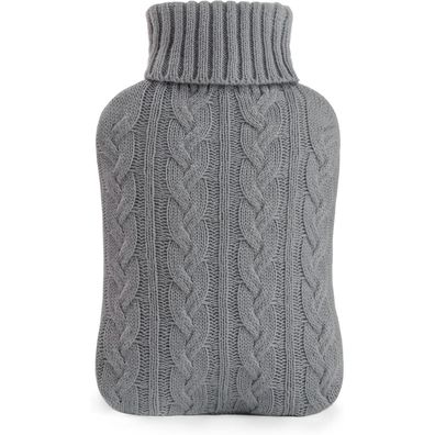samply Wärmflasche 2L mit Strickbezug in Grau - Premium Qualität