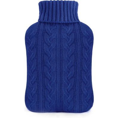 Wärmflasche mit Bezug 2L Strickbezug Navy blau - samply