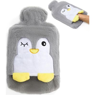 Siyecioa Wärmflasche 2L Pinguin mit Kuschelweichem Bezug für Schmerzlinderung