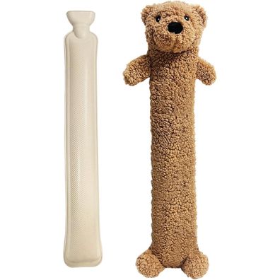 Wärmflasche 2L Lang mit Weichem Bezug für Kinder, Bär Plüsch, Geschenk