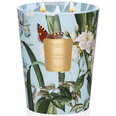 Große Duftkerze Jasmin im Glas 3 Dochte 990g 150h Brenndauer Sojakerze