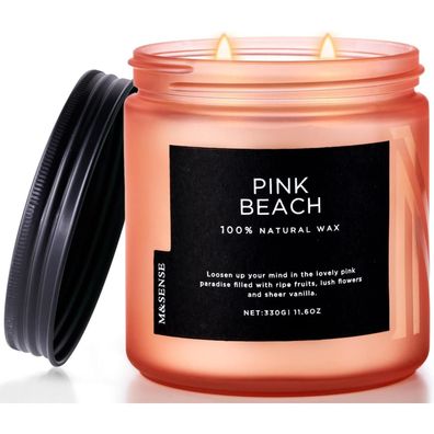 Rosa Strand Duftkerzen im Glas Kokosnuss Sojakerzen 70h Brenndauer
