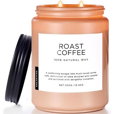 Duftkerzen Kaffee 2 Docht Jar Kerze 550g 110h Brenndauer Soja-Wachs-Kerze