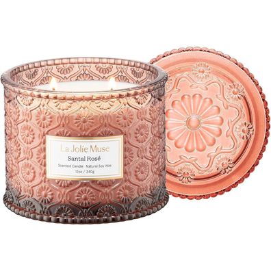 LA JOLIE MUSE Sandelholz-Rosé-Duftkerze 2-Docht-Soja-Kerze 340g