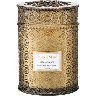 Duftkerze Sahara Ambre 540g Holzdocht 90h Brenndauer groß Kerzengeschenk