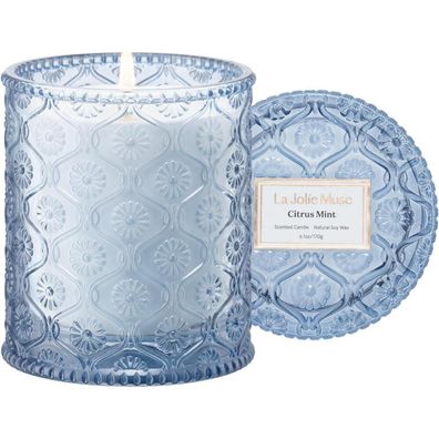 Zitrone Minze Duftkerze 230g Natürliches Wachs 55h Brenndauer Home Deko Duft