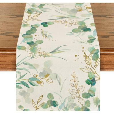 Grüner Eukalyptus Sommer Tischläufer 40 x 140 cm Hochzeit Küche Party