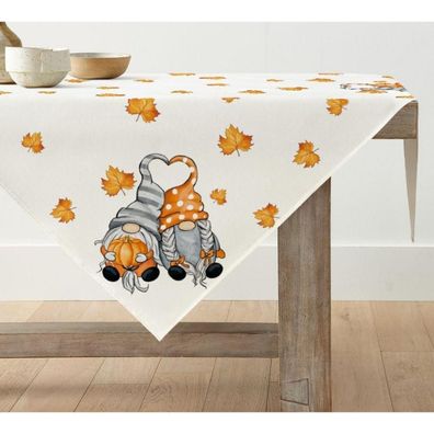 Herbst Tischdecke Kürbisse Ahornblätter 85x85 cm Beige