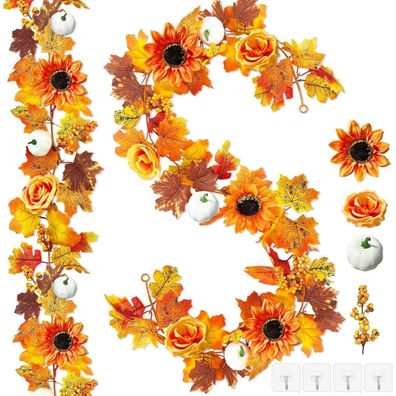 Herbstgirlande Kürbis Sonnenblumen Halloween Thanksgiving Weihnachten Party