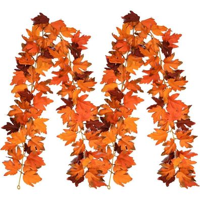 Künstliche Herbstgirlande Ahornblätter 175cm Herbstdeko Drinnen Draußen