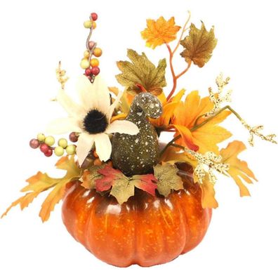 Künstliche Kürbis Deko Sonnenblume Grün Melone Halloween Thanksgiving