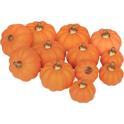 Miaikoe Künstliche Kürbisse 12Pcs Orange Herbst Halloween Thanksgiving