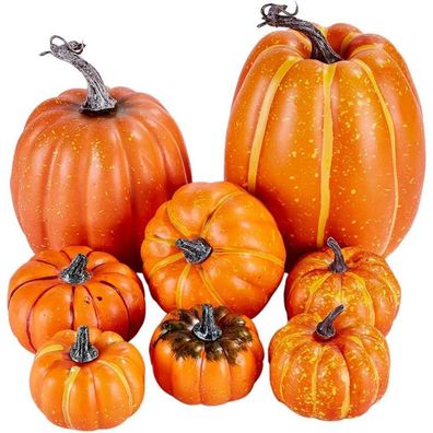 8pcs Miaikoe Ernte orange künstliche Kürbisse Herbst Thanksgiving display