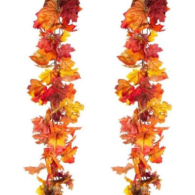 2 Stück künstliche Herbst-Ahornblätter-Girlande Deko Garten Hochzeit