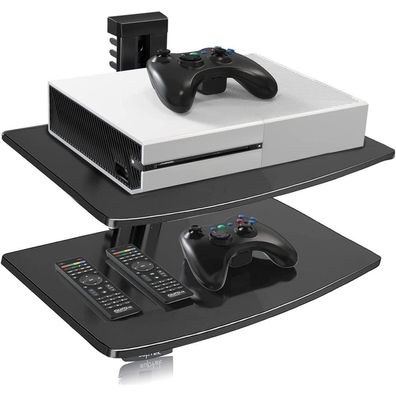 Wandregal TV Rack Multimedia mit Glasregal für DVD-Player Schwarz