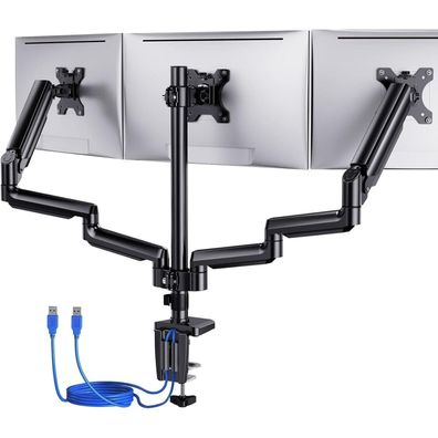 ErGear Monitor Halterung 3 Monitore 13-27 Zoll USB VESA 75/100 Schwarz