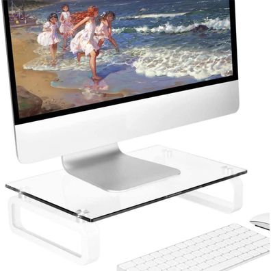 Monitorständer Flachbildschirm LCD LED TV Laptop Glas Metallfüße Klar HD02T-001P