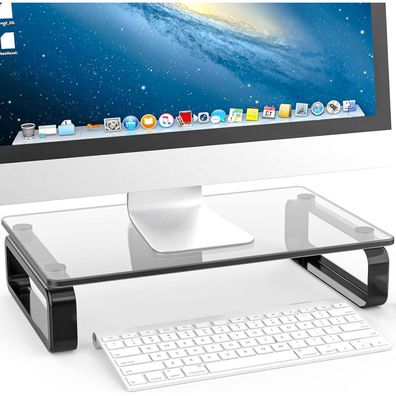 Monitor Ständer Glas Laptop TV Bildschirm Halterung Schwarz 40kg Tragkraft