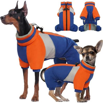 Wasserdichter Hundemantel Winter mit Geschirr Reflektierend Blau XS