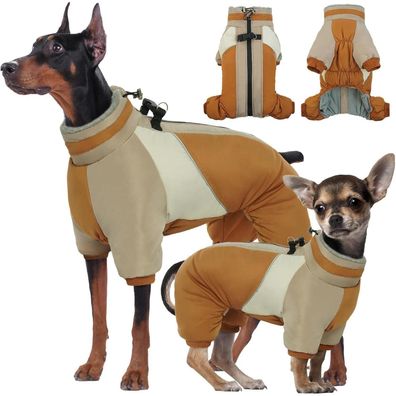 Kuoser Wasserdichter Hundemantel Winter mit Geschirr Braun M