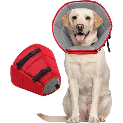 Kuoser Halskrause Hund Leckschutz Schutzkragen Einstellbar Halsband Rot L
