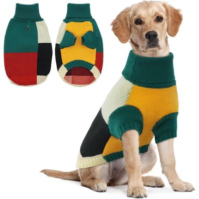 Hjumarayan Rollkragen Hundepullover XL Grün Farbblockierung Beine Warm
