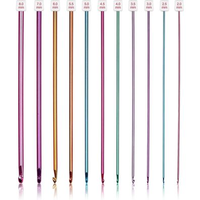 Coopay Tunesische Häkelnadeln Set 11 Stück Aluminium 2,0-8,0 mm