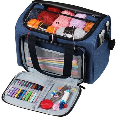 Coopay Garntasche Strick Häkel Kreuzstich Aufbewahrung Marineblau