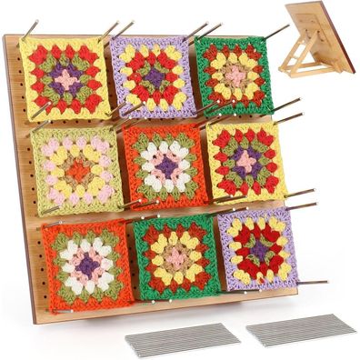 Granny Square Spanner 29cm Bambus Blocking Board mit Staffelei & 30 Stiften