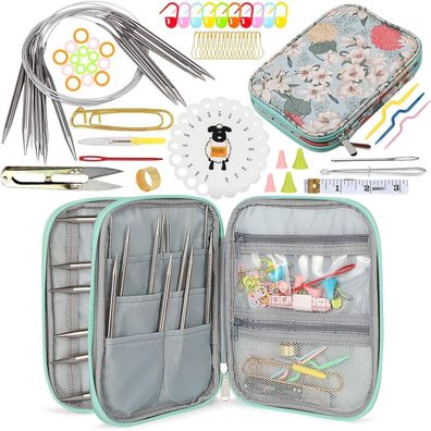 Coopay Edelstahl Rundstricknadel Set 9 Stück 80cm Etui Häkelzubehör 2,5-10mm