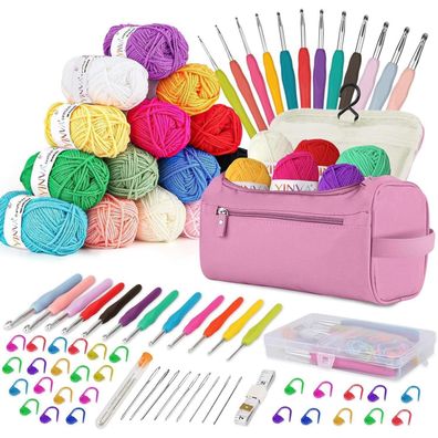 YINVA Häkelnadel Set 90 Stück Häkelgarn 2mm-8mm Ergonomische Nadeln Crochet