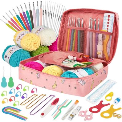 YINVA Häkelnadel Set 111 Stück Anfänger Ergonomische Häkelnadeln Crochet
