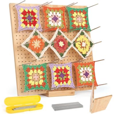 33cm Granny Square Spanner Groß Holz Edelstahl-Stabstiften Blocking Board