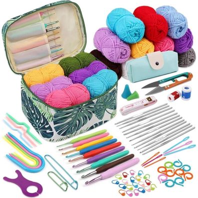 87-teiliges Häkelnadel-Set für Anfänger 0,6 mm - 6,5 mm mit ergonomischen Nadeln