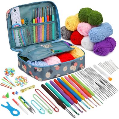 Häkelnadel-Set 105-teilig Anfänger Ergonomisch 0,6-6,0mm Häkeltasche