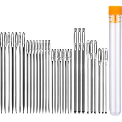 6 Größen Leder Nadel Set 39 Stücke Große Augen Hand Nähen Nadeln Nadelflasche