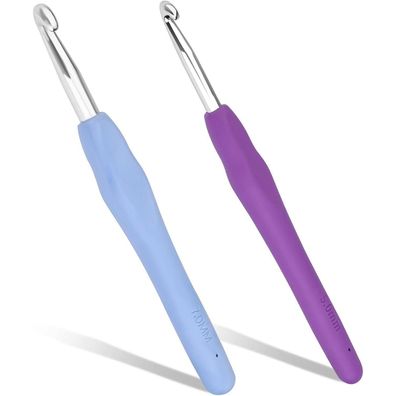 Riddur 2-Pack Häkelnadeln 5,0 mm/7,0 mm Ergonomischer Griff Arthritische Hände