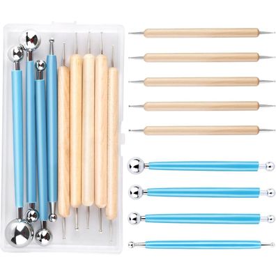 Dotting Tool Set 9-tlg Aufbewahrungsbox Nail Art Pens Marmorierungswerkzeug