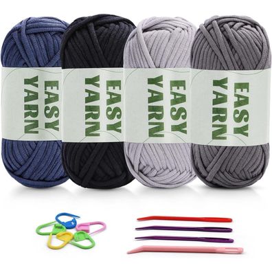 Häkelgarn für Anfänger 4x50g Baumwollgarn Häkeln Stricken S&W