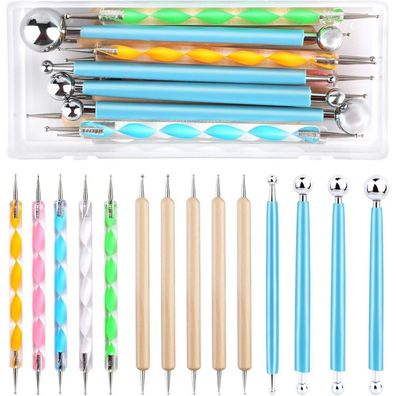 Punktierung Werkzeug Set 14-teilig Dotting Tools Steine Aufbewahrungsbox