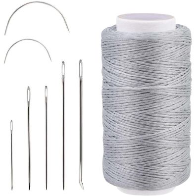 Namner Leder Garn Set 150D Wachsfaden 150m Ledernähgarn Nähnadeln Hellgrau