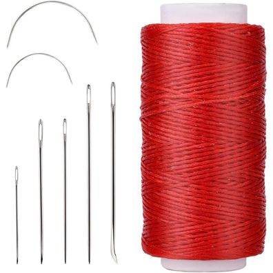 150D Rot Leder Faden Set mit Nadeln für Handwerk & Reparatur