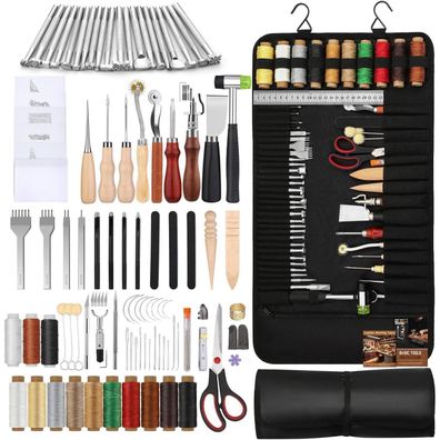Leder Werkzeug Set 102 Teile Ledertasche Handbuch Nähen Stanzen Schnitzen